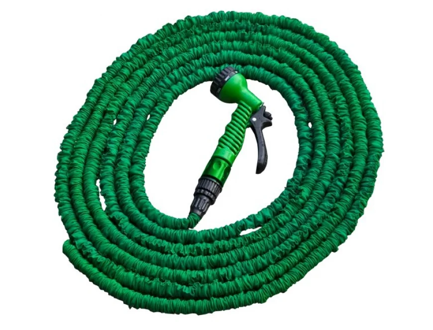Шланг садовый Trick Hose растягивающийся, в компл. с пистолетом и фитингами синий (коробка)